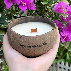 Vela perfumada de cáscara de coco natural de 100g con aceite esencial de pomelo 100% | Aromaterapia Spa | Proveedor directo Vietnam - Product Image 1