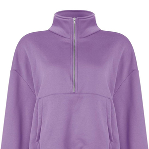 Oversized Long Sleeve Zipper-<b>up</b> Turtleneck Streetwear Front Printed Woman's Sport Sweatshirt <b>Cropped</b> Outdoor Running Top - Product Image 6