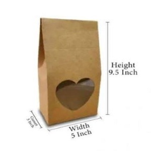 Bolsas de papel de ventana en forma de corazón de alta calidad para el envasado de alimentos a precio a granel de bolsas de papel de fabricante indio - Product Image 1