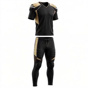 Conjunto de Uniforme de Fútbol Americano Negro y Dorado para Hombre, Sin Mangas, Transpirable, Cintura Elástica, Ajustado, de Poliéster - Product Image 5