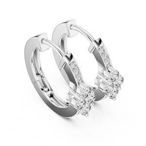 Boucles d'oreilles créoles en argent 925 VDS pour femmes avec diamants de laboratoire |   Coupe Ronde Brillante Style Tendance Certifié IGI - Product Image 3