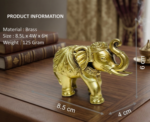 รูปปั้นช้างทองเหลืองแท้จาก Jaipur Metals งานศิลปะสมัยใหม่ ทำจากทองเหลือง 100% ขนาด 8.2 x 4 x 5.5 ซม. น้ำหนัก 125 กรัม ผลิตด้วยมือ ทนทาน งานฝีมือแบบดั้งเดิม - Product Image 2