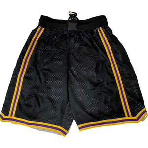 Shorts de basketball en toile noire pour hommes, avec cordon de serrage jaune et violet, décontractés, respirants, coupe-vent, séchage rapide, en polyester - Product Image 1