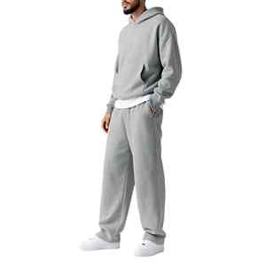 Ensemble de survêtement en coton uni avec logo personnalisé, sweat-shirt et pantalon de jogging pour homme, vêtements de sport, ensemble de survêtement 2 pièces pour homme - Product Image 1