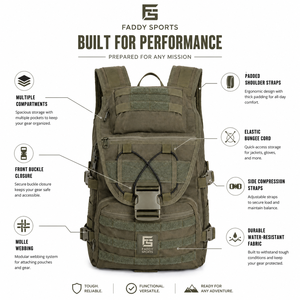 Custom Olive Khaki Dark Sage Multi Compartment Outdoor <b>Backpack</b> Large Capacity Hiking Bag Private Label Premium Supplier - Product Image 5