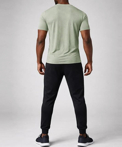 Camiseta de Manga Corta para Hombre, Cuello Redondo, Color Sólido, Corte Ajustado, Transpirable, de Algodón Tejido, Estilo Casual - Product Image 3