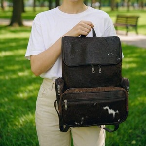 Durable Leather Hair On Backpack Cowhide Travel Laptop Rucksack Vintage School Bag Handmade Design LHBP-0028 - Product Image 3