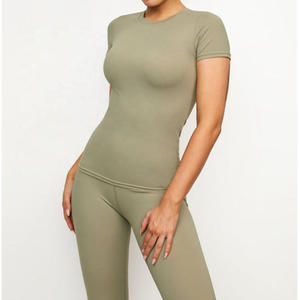 Camisetas de Verano para Mujer, de Marca Privada, Transpirables, de Secado Rápido, Corte Holgado, para Gimnasio y Uso Diario, Envío Rápido, Color Liso - Product Image 5