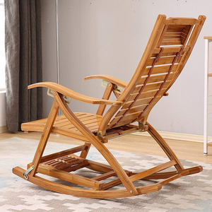 Chaise longue à bascule en bois, chaise de loisirs inclinable d'extérieur avec repose-pieds, design à lattes pour jardin, patio, piscine, vente en gros - Product Image 4