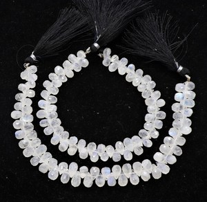 AAA Natural White <b>Rainbow</b> Moonstone Faceted Teardrop Shape Beads 5x7MM White <b>Rainbow</b> Moonstone Briolette 13 Inch By Wholesaler - Product Image 1