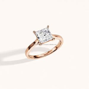 Anillo de Compromiso Solitario con Diamante Moissanite Corte Princesa, Anillo de Promesa en Oro Rosa, Joyería Nupcial Minimalista, Regalo - Product Image 1