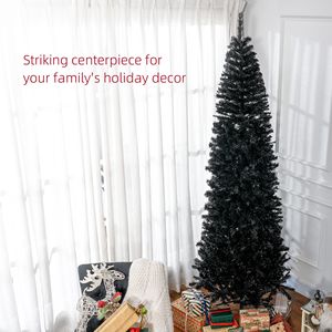 8ft Pencil Christmas <b>Tree</b> Unlit Artificial Douglas Fir Xmas <b>Tree</b> with Realistic Branches for Halloween Decorations - Product Image 5