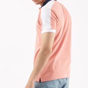 เสื้อเชิ้ตผู้ชายทรงปกติ คอสูง แขนสั้น สีพื้น แต่งขอบตัดกัน สไตล์ลำลอง ผ้าฝ้าย 100% ผ้าปิเก้ถัก - Product Image 4