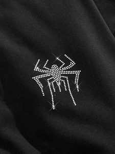 Sudaderas con capucha personalizables al por mayor con cremallera, informales, con pedrería, para entrenamiento, para hombre, de corte holgado y estilo streetwear - Product Image 4