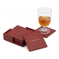 Ensemble de sous-verres en cuir personnalisés en usine avec boîte de rangement carrée, design classique, réutilisables et écologiques pour accessoires de cuisine