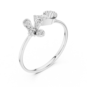 Bague de Foi Cœur et Croix en Or Blanc 10K Plaqué Rhodium avec Diamant de Laboratoire Taille Ronde Moins de 1 Carat – Luxe - Product Image 2