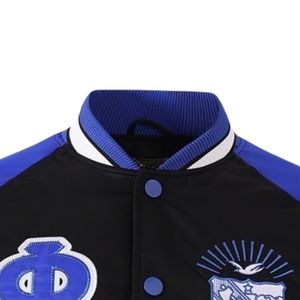 Phi Beta Sigma Black Bomber Jacket with Custom Lining for Men <b>Comfortable</b> Fit Premium Fabric Greek Fraternity Apparel Outerwear - Product Image 3