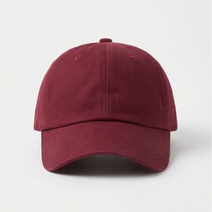 Burgundy 6-Panel <b>Baseball</b> <b>Cap</b> Adjustable Brim Unisex Solid Color Twill Fabric Casual Hat for Adults - Product Image 1