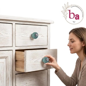 Beads Art Ceramic Round Cabinet Knobs Handles Industrial Style Teal Green Crackle Finish Eco-Friendly Durable Furniture <b>Hardware</b> - Product Image 3
