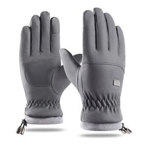 Gants de ski gris à doigts entiers, softshell, isolés thermiquement, avec fermeture à cordon, unisexe, pour l'hiver et les activités de plein air - Product Image 5