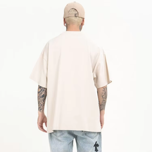 เสื้อยืดโอเวอร์ไซส์แบบกำหนดเองสำหรับผู้ชาย คลาสสิก สีเทา สีขาว ผ้าฝ้ายลำลอง 180 กรัม เสื้อยืดโอเวอร์ไซส์เนื้อหนา พิมพ์ลายโลโก้ - Product Image 4