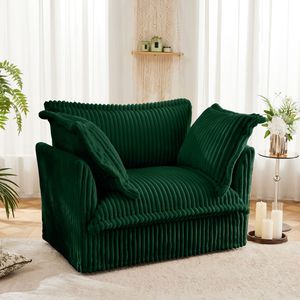 Comoda Poltrona Singola con 1 Grande Cuscino Schienale e 2 Grandi Cuscini Decorativi, Rivestita in Tessuto, per Soggiorno, Varie Misure Grandi - Product Image 3