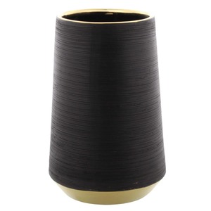 Jarrón de Metal Negro para Mesa con Borde y Base Dorados, Hecho a Mano, Decorativo, para Diseño de Interiores, Artístico, para Regalo de Inauguración de Casa - Product Image 5
