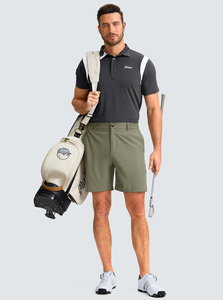 Shorts de golf décontractés pour hommes, taille élastique, cordon de serrage, haute qualité, longueur genou, légers, respirants, en coton, anti-humidité, séchage rapide - Product Image 5