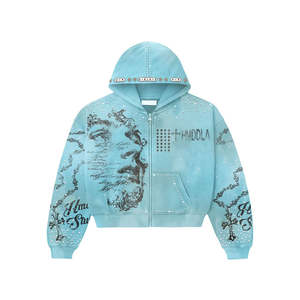 Sweat à capuche zippé unisexe surdimensionné en molleton épais vintage, 100 % coton, brodé, éco-responsable, personnalisable OEM - Product Image 5