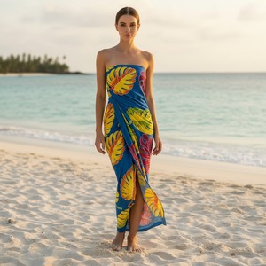 Handmade Cotton Beach Sarong for Women Lightweight Soft Pareo Wrap <b>Skirt</b> Summer Swim Cover Up <b>Boho</b> Resort Wear Tropical Vacation - Product Image 2