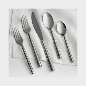 Juego de cubiertos simples de acero inoxidable con mango redondo Chapado en plata para banquete y restaurante de boda de lujo - Product Image 1