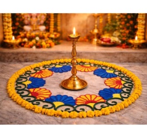 Magnifique ensemble de tapis Rangoli, 6 pièces, lavables, pour la décoration du sol, tapis de fête, décoration d'entrée de maison, Diwali, Ganesh Chaturthi - Product Image 1