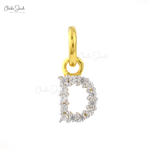 Handcrafted 925 Sterling Silver D Alphabet Pendant with Natural 0.9MM White Zircon Pendant High Polish Initial Jewelry for Women - Product Image 1