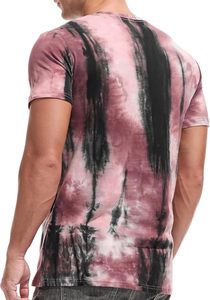 Men's <b>Tie</b>-Dye Short Sleeve O-Neck T-Shirt Regular Fit Casual <b>Knitted</b> Patterned Top - Product Image 2