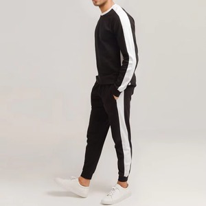 Men's <b>Black</b> Winter Solid Tracksuit Long Sleeve Crewneck Sweatshirt Drawstring Front Logo <b>Jogger</b> Pants Knitted Casual Sportswear - Product Image 4