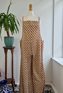 Mono de algodón puro con estampado de bloque de mano indio, mono de talla única ajustable colorido peculiar - Product Image 4