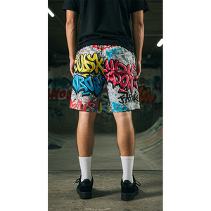 Short de bain pour hommes avec logo personnalisé en coton noir décontracté uni avec motif solide-Vente en gros d'impression numérique - Product Image 4