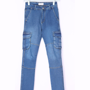 Jeans pour hommes en denim bleu coupe droite, en coton, très extensibles, style vintage, vente en gros - Product Image 5