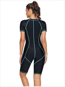 Traje de buceo de manga corta para mujer con cremallera, protección solar, alta elasticidad, para surf y snorkel, traje de baño de una pieza contra medusas - Product Image 4