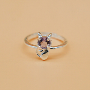 Bague ajustable en argent sterling avec améthyste naturelle, motif chat, faite à la main, de luxe, haute qualité, pour anniversaire et mariage – Meilleure vente - Product Image 5