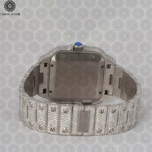 Montre carrée en acier inoxydable Charm Jewells avec lunette sertie de diamants, cristal saphir, quartz analogique, luxe, mode, 30 mm, unisexe - Product Image 4