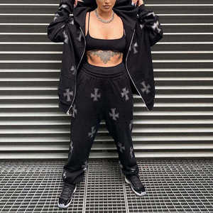 Conjunto Deportivo de 2 Piezas para Mujer, Corte Ajustado, Informal, Color Sólido, Otoño, Sudadera con Capucha, 100% Algodón - Product Image 1