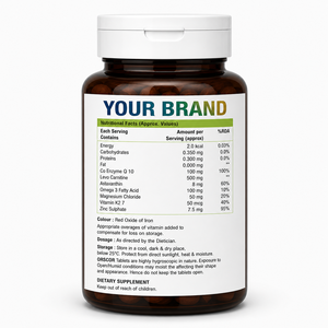 Comprimés de Coenzyme Q10, Lévocarnitine, Astaxanthine, Oméga 3, Magnésium et Zinc sous Marque Blanche pour le Soutien de la Bien-être Herbal - Product Image 2