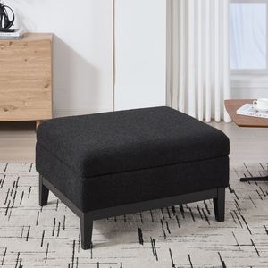 Tavolino da Caffè e Poggiapiedi Reversibile 33.86"W, Poggiapiedi Quadrato con Base in Legno Imbottita e Gambe in Legno di Gomma, Pouf Contenitore - Product Image 3