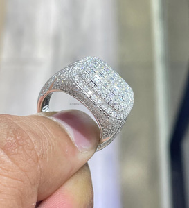 <b>Iced</b> Baguette Cut Moissanite Diamond Engagement <b>Ring</b> 925 Sterling Silver Rhodium Plated Classic Wedding or Anniversary Gift - Product Image 4
