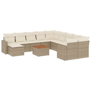 Juego de Sofás de Jardín Color Beige Crema, Colección de Muebles Elegantes para Patio, 12 Piezas - Product Image 2
