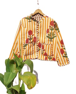 Indian Premium Cotton Silk Kantha <b>Jackets</b> Luxurious <b>Quilted</b> Fashion for Women Traditional Hand Embroidered <b>Quilted</b> - Product Image 1