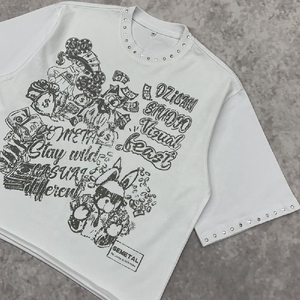 Oversized Acid Wash Tee USA Fashion Trend Men <b>Distressed</b> Cotton Streetwear T-shirt Custom Printing Luxury Quality <b>Top</b> - Product Image 3