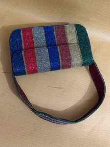 Sac à bandoulière de luxe fait main en perles rayées avec fermeture éclair unique, sac à main de soirée tendance, OEM ODM Privé - Product Image 3