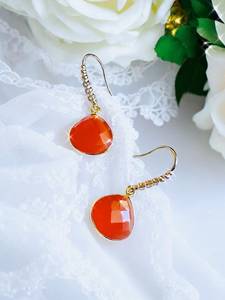 Carnelian Gemstone <b>Earrings</b> Orange Leaf Dangle 925 Sterling <b>Silver</b> 14K Gold Plated Boho Jewelry Gift For Women - Product Image 5